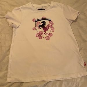 Girls 7/8 white Ferrari shirt, purchased in store in Rome, Italy.